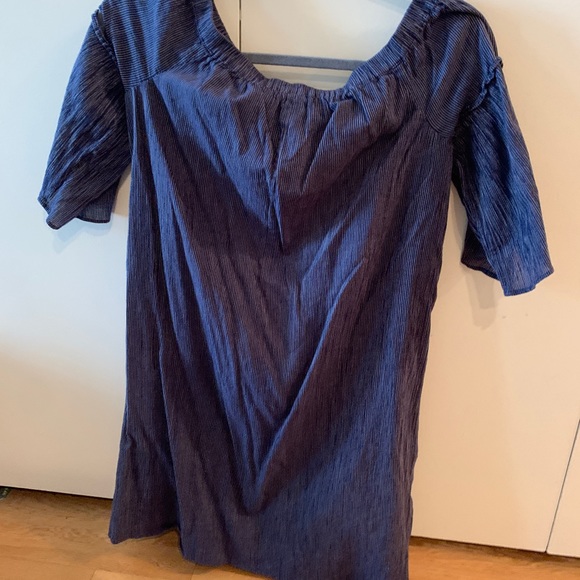 Maxwell Blue Striped Off the shoulder dress - Picture 3 of 3